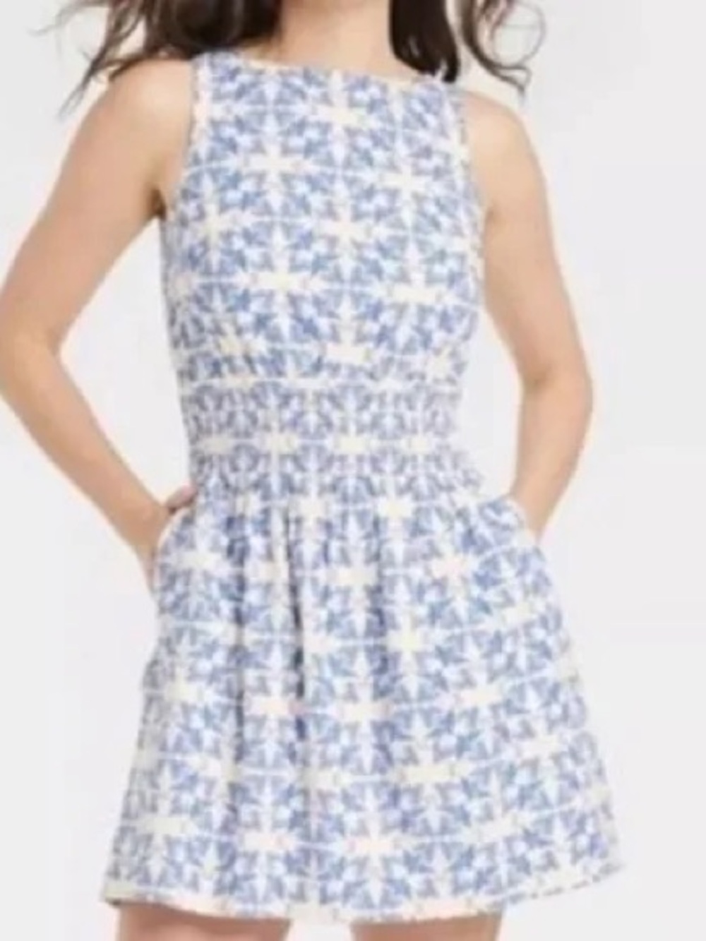 Universal Thread Blue & White Sleeveless Mini Dress